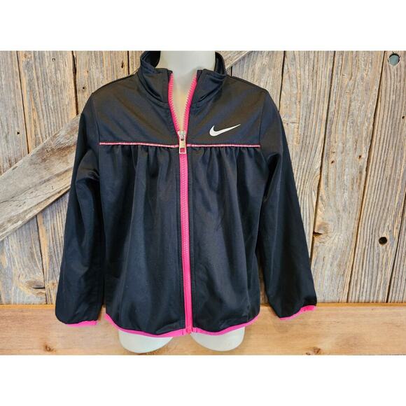 Nike Other - Girls size 6 medium Nike full zip sweater black pink EUC jacket fleece lined